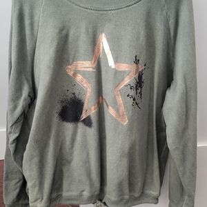 Green Sweatshirt with Gold Star Design